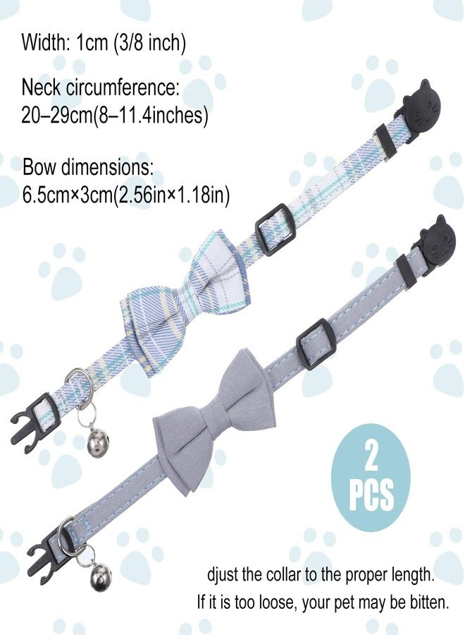 HaiFafafaing Cat Collar Breakaway Bowtie - Safety Adjustable Cat Collars for Boy Cats with Bell - 7-11 Inches Length Christmas Cats Bow Tie Collar Blue Grey - Image 2